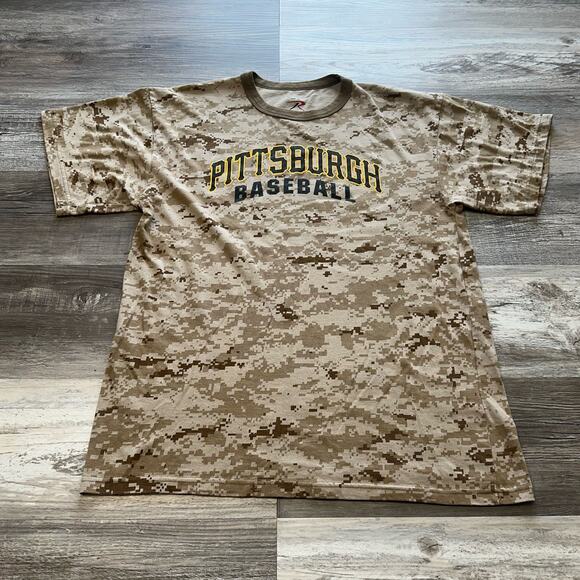 Pittsburgh Pirates Camo‎ T-Shirt Camouflage Black Tan Mens XL Desert Camo Rotcho - Picture 1 of 7